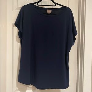 Chico’s Size 3 (L/XL) Short Sleeve Navy Top